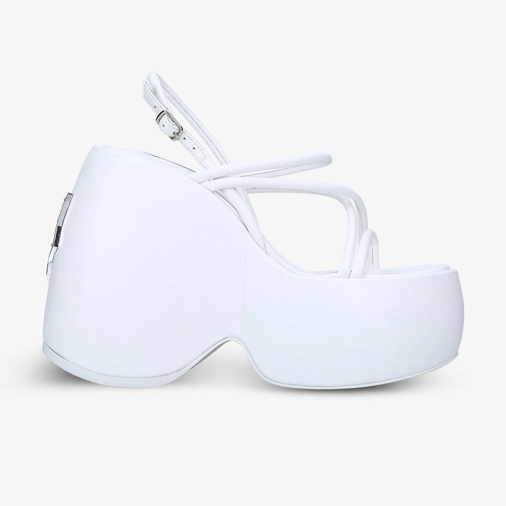 Naked Wolfe Mystery White Platform Wedges NEVER WORN